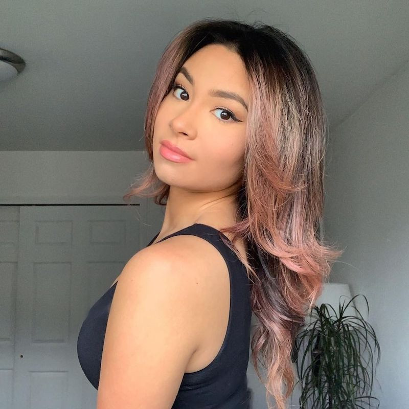 Collarbone Cut With Rose Gold Balayage Collarbone Cut With Rose Gold Balayage — Rose Gold Hair