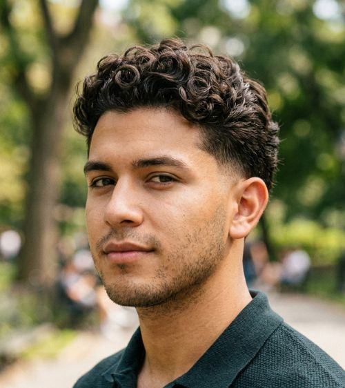 Ear Length Curls With Low Fade — Taper Fade Curly Hair