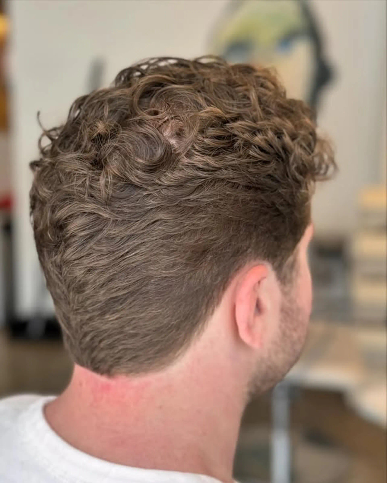 Tapered Neckline With Streaked Curls — Taper Fade Curly Hair