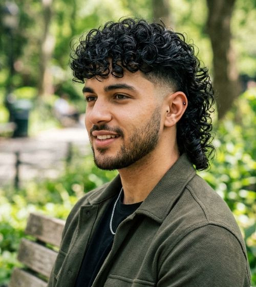 No Bangs Dramatic Taper Fade Mullet — Taper Fade Curly Hair