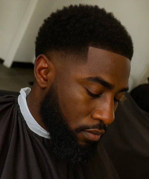 Thick Curly Top With Sharp Hairline — Taper Fade Curly Hair