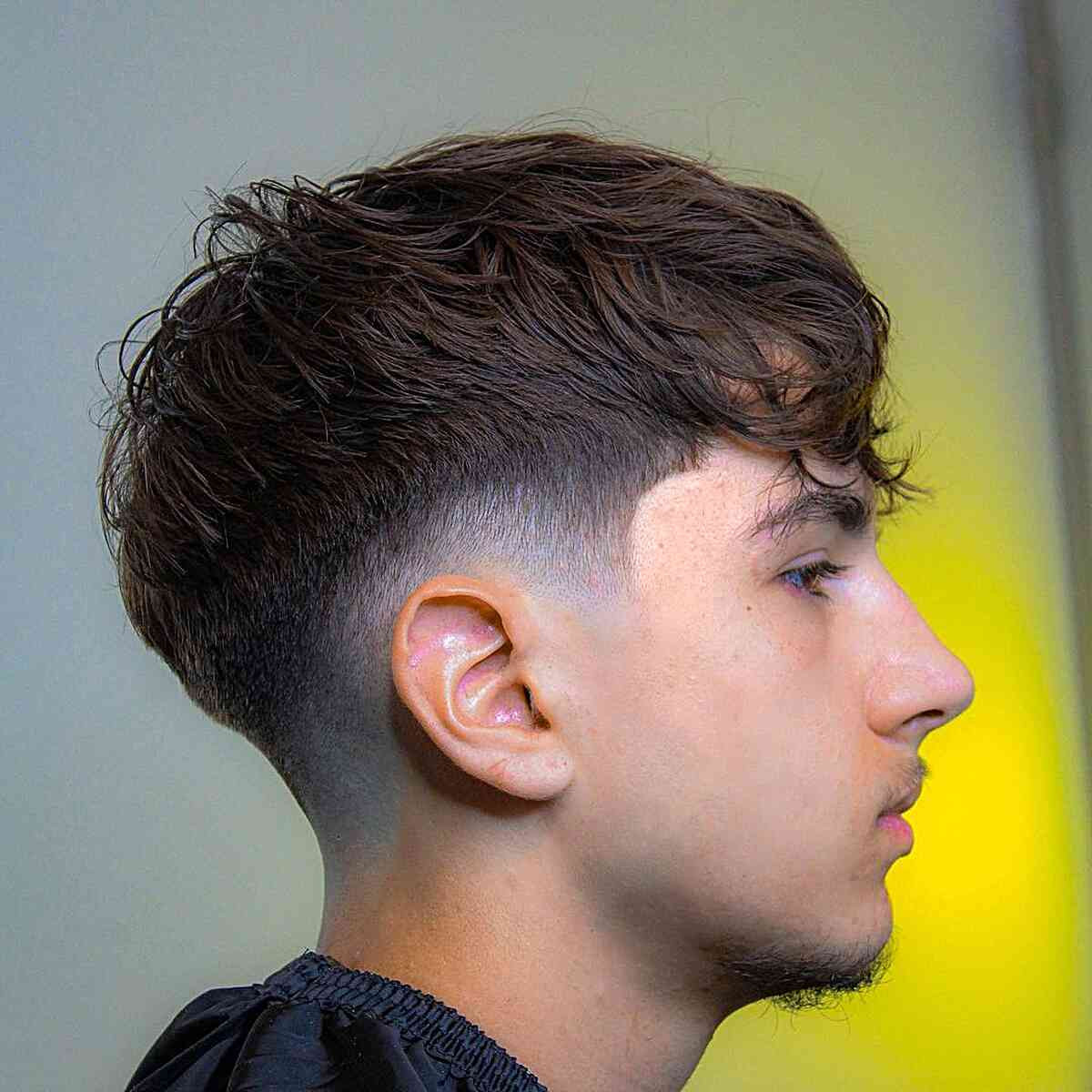Textured Fringe With Side Part — Burst Fade