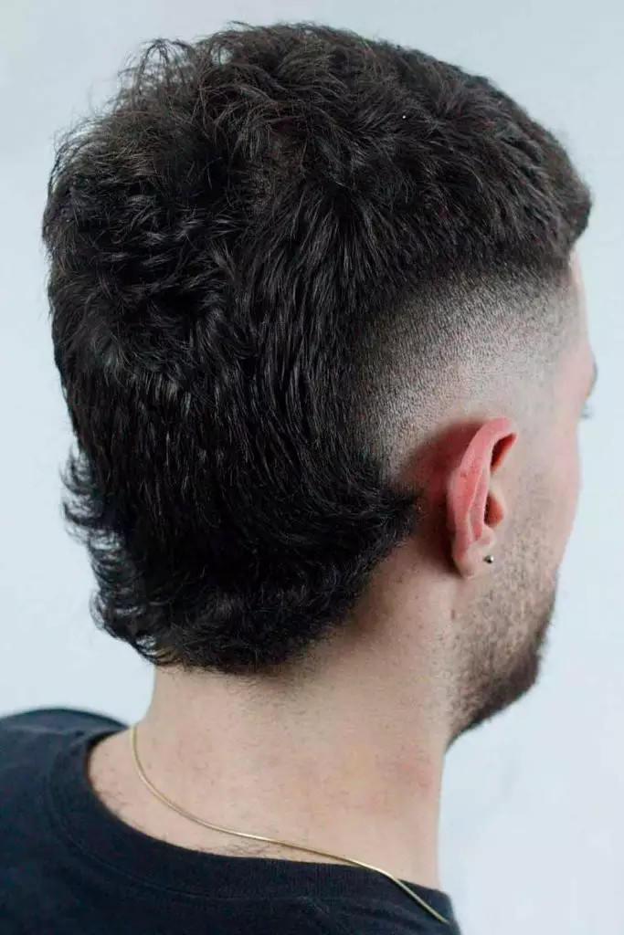 Wavy Mullet Back With Defined Fade — Burst Fade