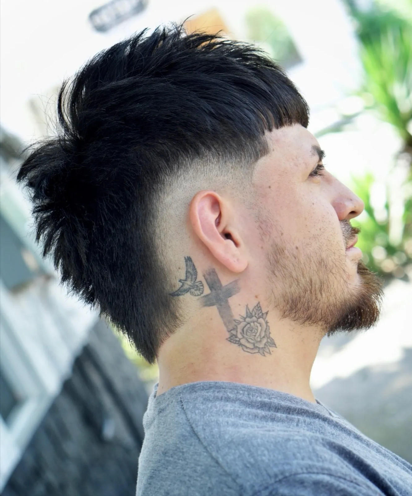 Blunt Bangs With Spiky Top And Fade — Burst Fade