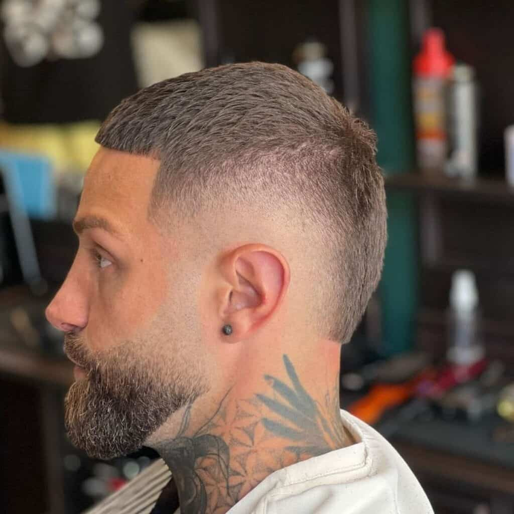 Fine Hair Buzz Cut With Burst Fade