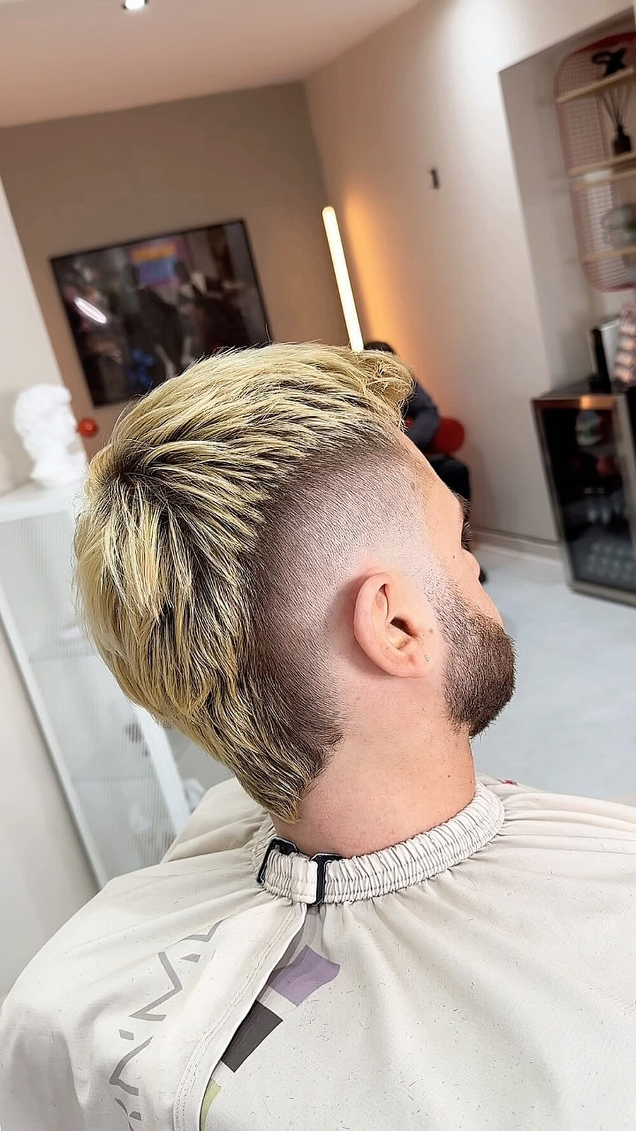 Platinum Blonde Mohawk With Burst Fade
