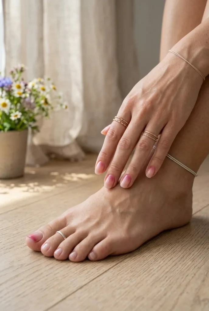 Soft Pink to Nude Ombre Short Nails Soft Pink to Nude Ombre Short Nails — Matching Nails and Toes