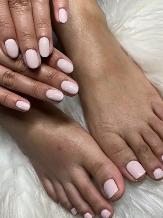 Pale Pink Short Oval Nails Pale Pink Short Oval Nails — Matching Nails and Toes
