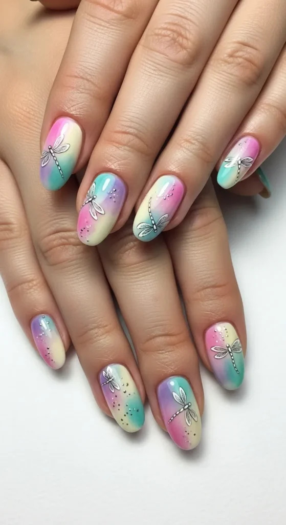 Spring Or Summer Visual Idea — Watercolor Nails