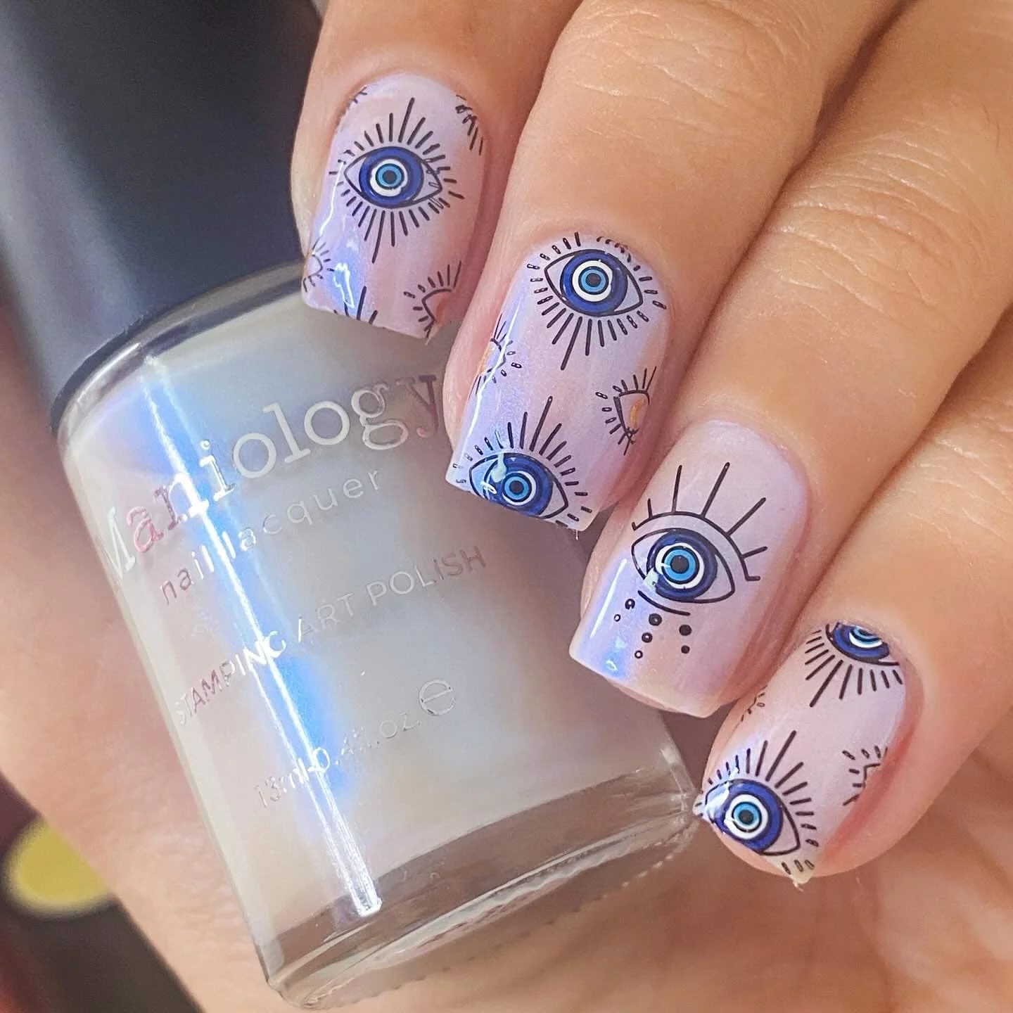 Stamped Iridescent Evil Eye Nails Stamped Iridescent Evil Eye Nails