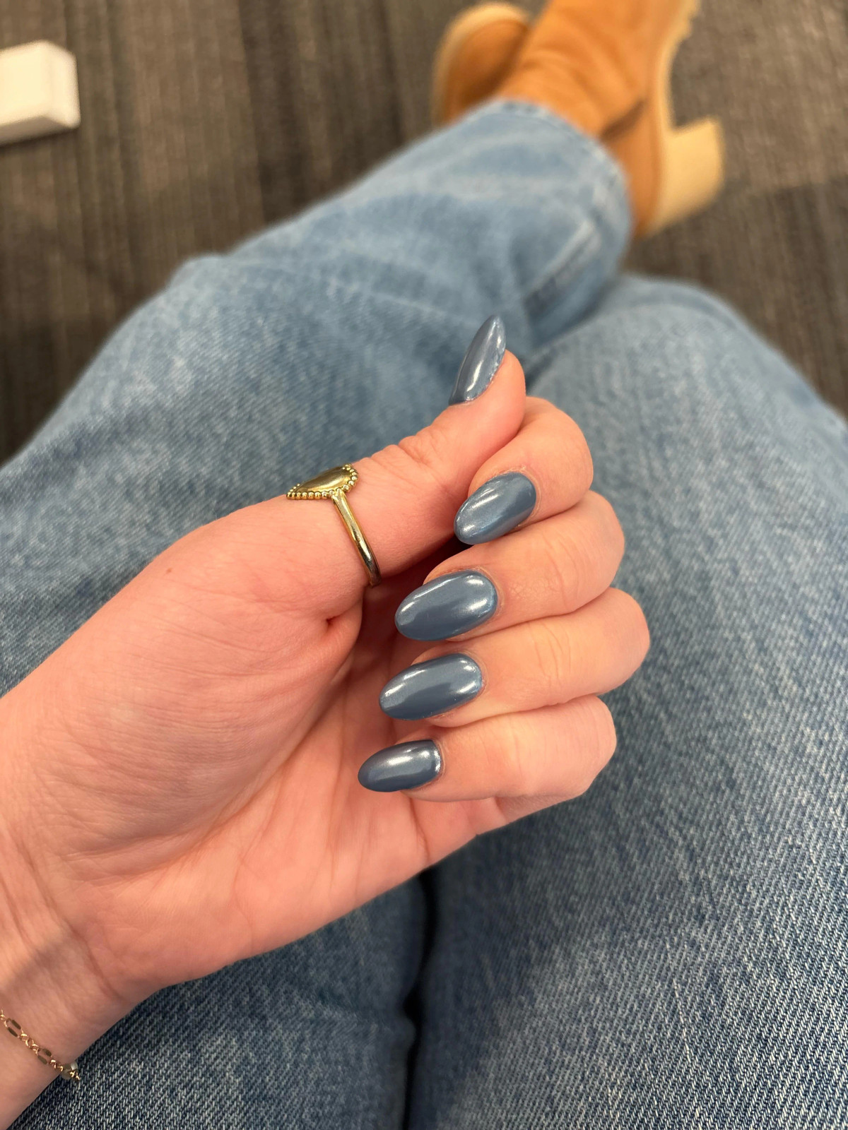 Matte Star and Glitter Accent Denim Nails Matte Star and Glitter Accent Denim Nails