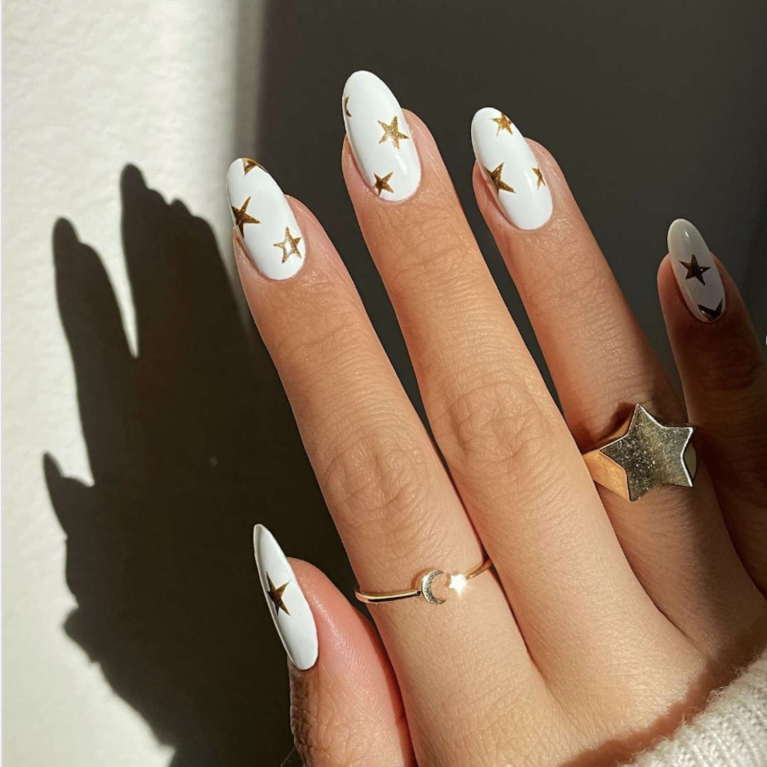 Glossy White Gold Star Decals Glossy White Gold Star Decals — Nashville Nails