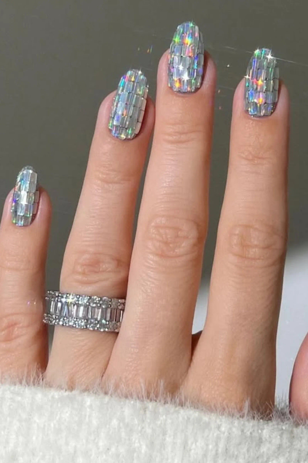 Silver Holographic Mosaic Nails Silver Holographic Mosaic Nails — Photoshoot Nails