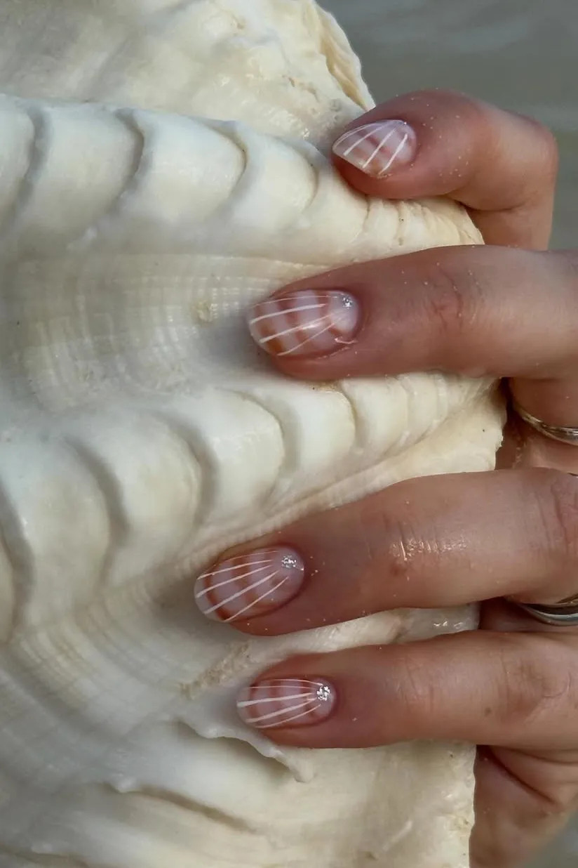 Sheer Nude Shell Line Nails Sheer Nude Shell Line Nails — Photoshoot Nails