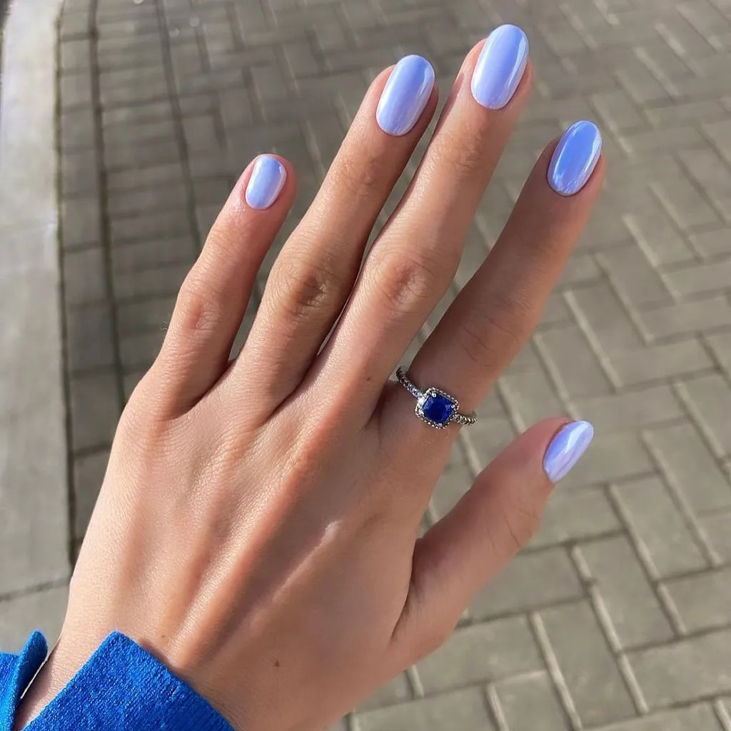 Periwinkle Shimmer Glossy Nails Periwinkle Shimmer Glossy Nails — Bridal Shower Nails