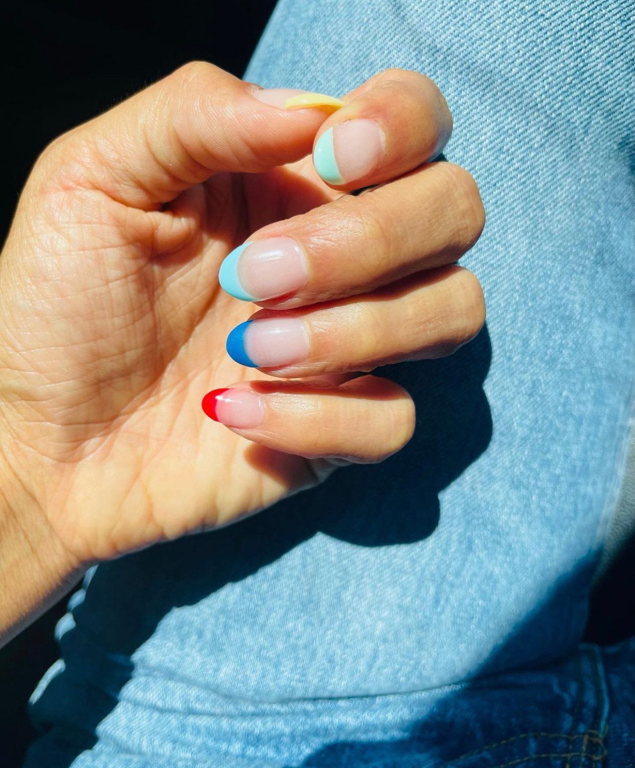 Multi-Color French Tip Square Nails Multi-Color French Tip Square Nails — Gym Nails