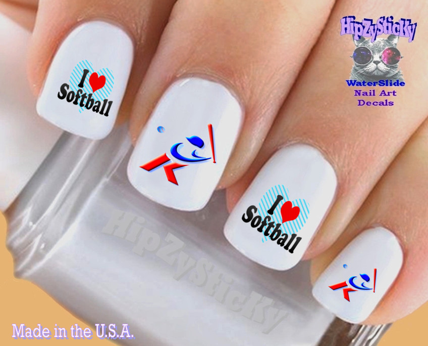 Sweetheart Softball Player Decal Nails Sweetheart Softball Player Decal Nails — Softball Mom Nails