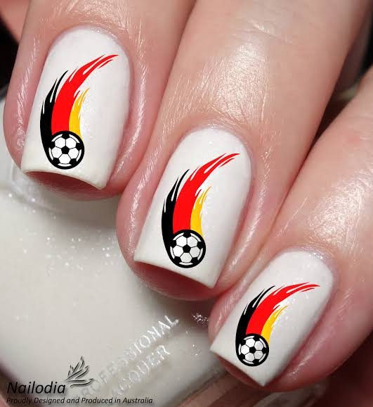White Soccer Ball Flames White Soccer Ball Flames — Soccer Mom Nails