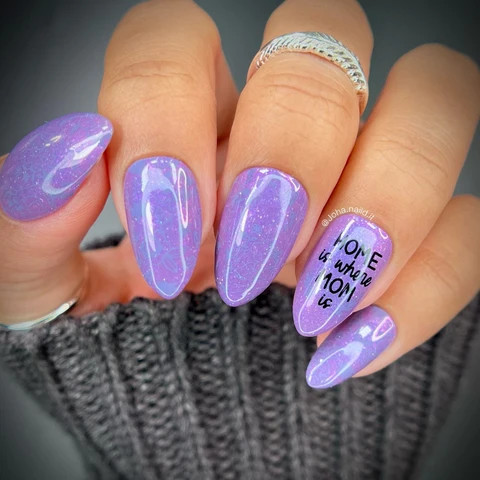 Shimmering Lavender with 'HOME is where MOM is' Decal Shimmering Lavender with 'HOME is where MOM is' Decal — Cheer Mom Nails