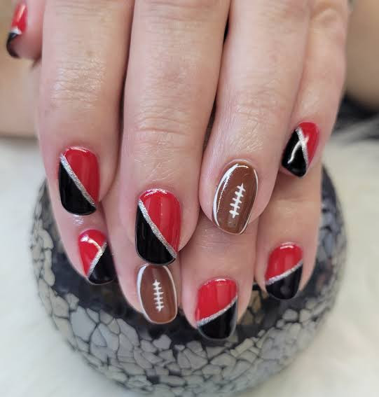 Geometric Football Nails Geometric Football Nails — Cheer Mom Nails