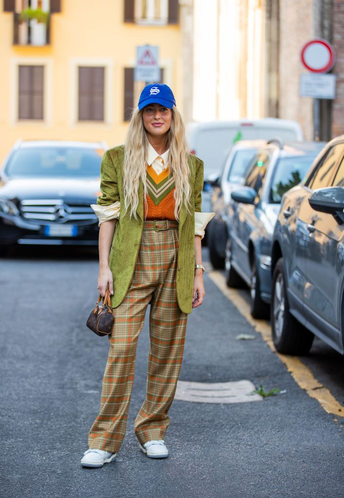 Corduroy Blazer with Chevron Vest and Plaid Trousers Corduroy Blazer with Chevron Vest and Plaid Trousers — Grandmacore Outfits