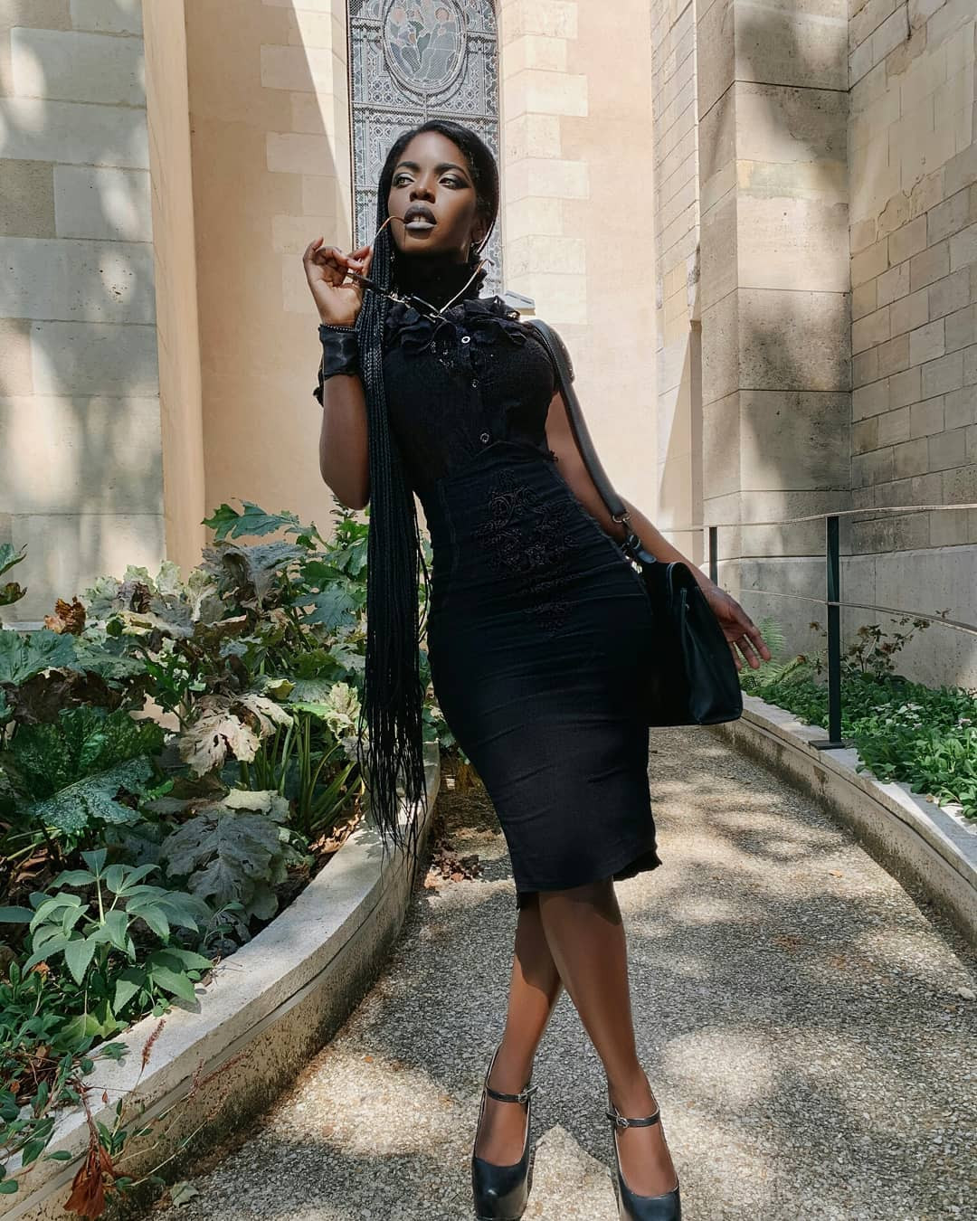 Sophisticated Goth with Lace Turtleneck and Pencil Skirt — Pastel Goth Outfits