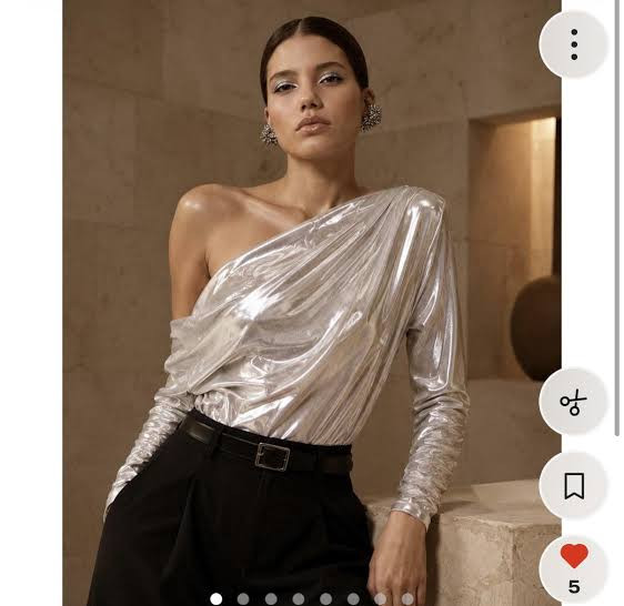 Silver One-Shoulder Top with Black Trousers — Disco Outfits