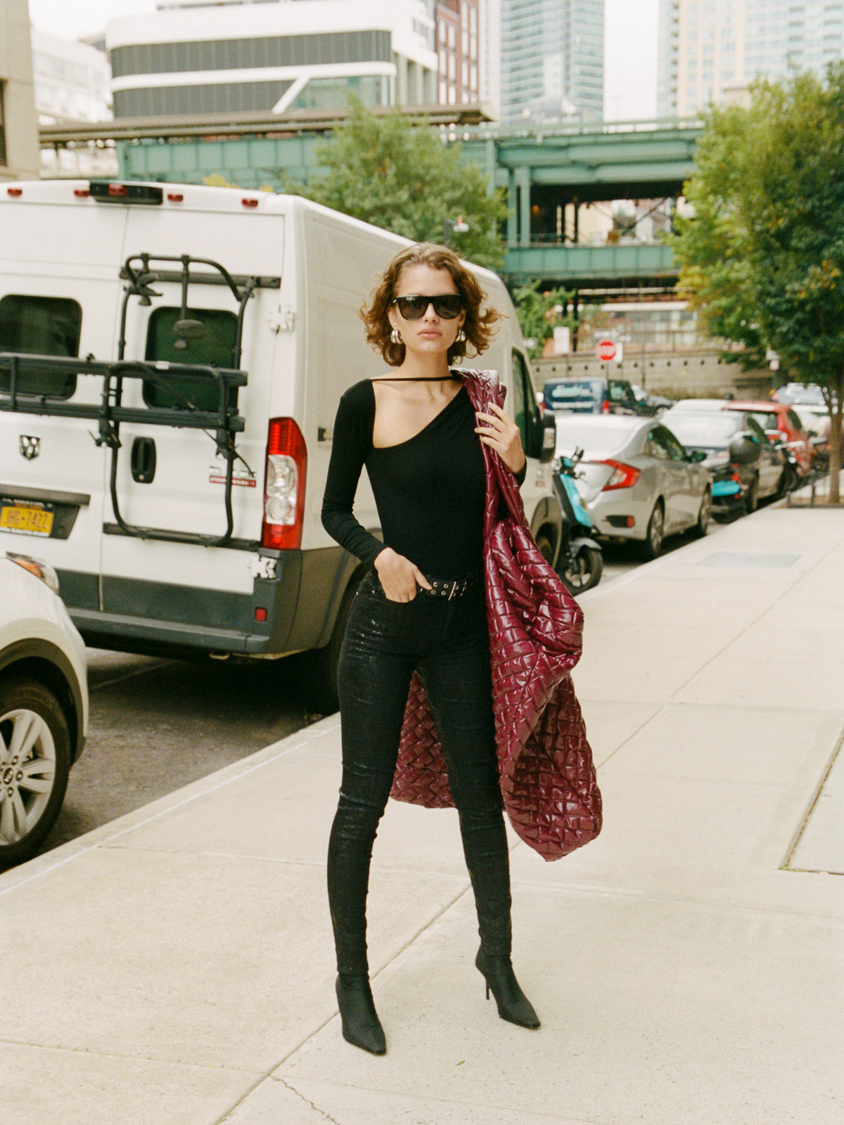 Asymmetrical Top with Shiny Trousers Asymmetrical Top with Shiny Trousers — Metalhead Outfits