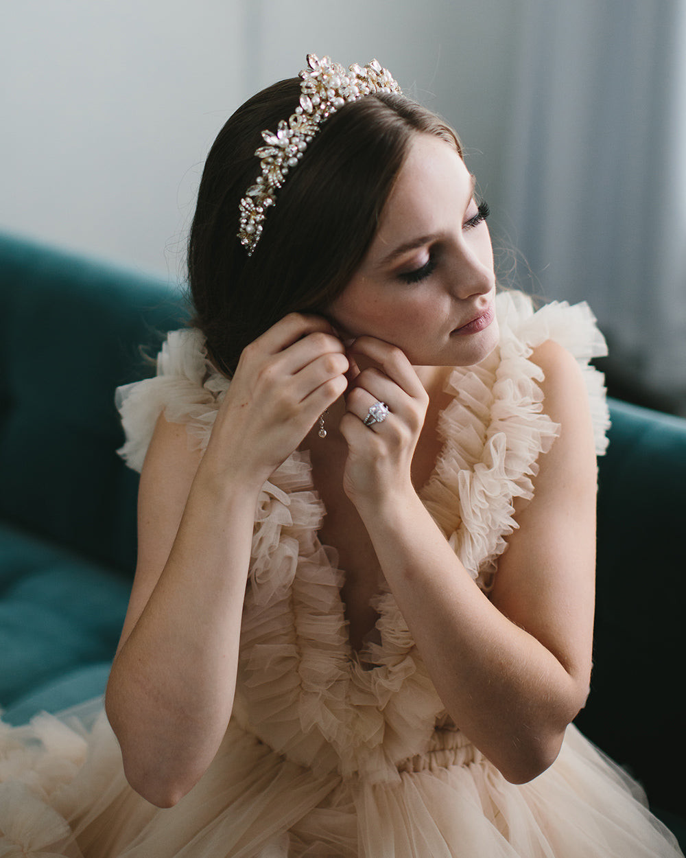 Pale Peach Tulle Dress with Tiara Accent — Royalcore Outfits