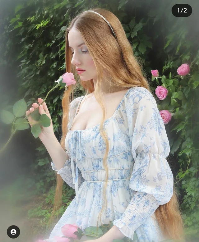 Square Neck Dress With Puffed Sleeves Outfit Idea — Royalcore Outfits