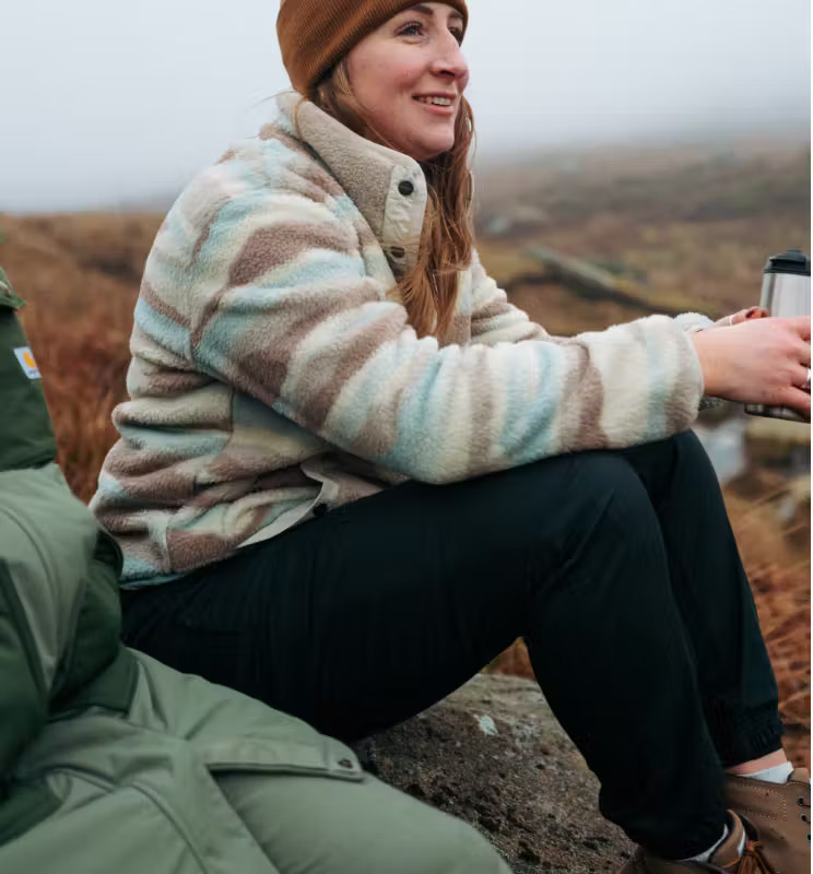 Striped Fleece Jacket with Trousers and Beanie — Carhartt Outfits