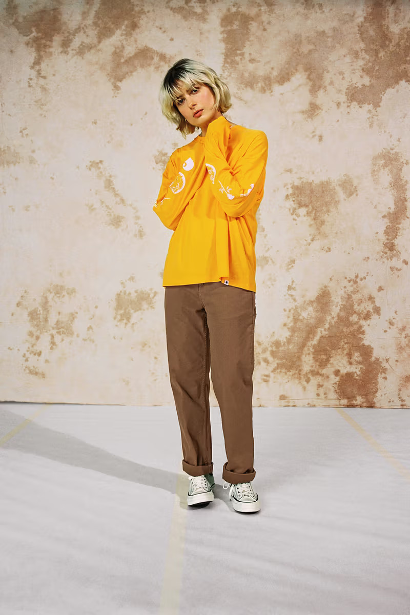 Graphic Long-Sleeve Tee with Twill Trousers — Carhartt Outfits