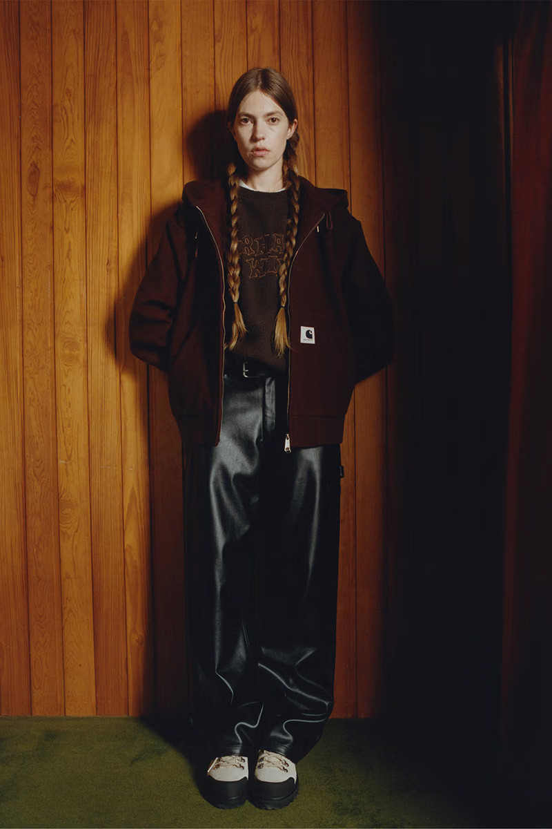 Burgundy Hoodie with Knit Sweater and Wide-Leg Trousers — Carhartt Outfits