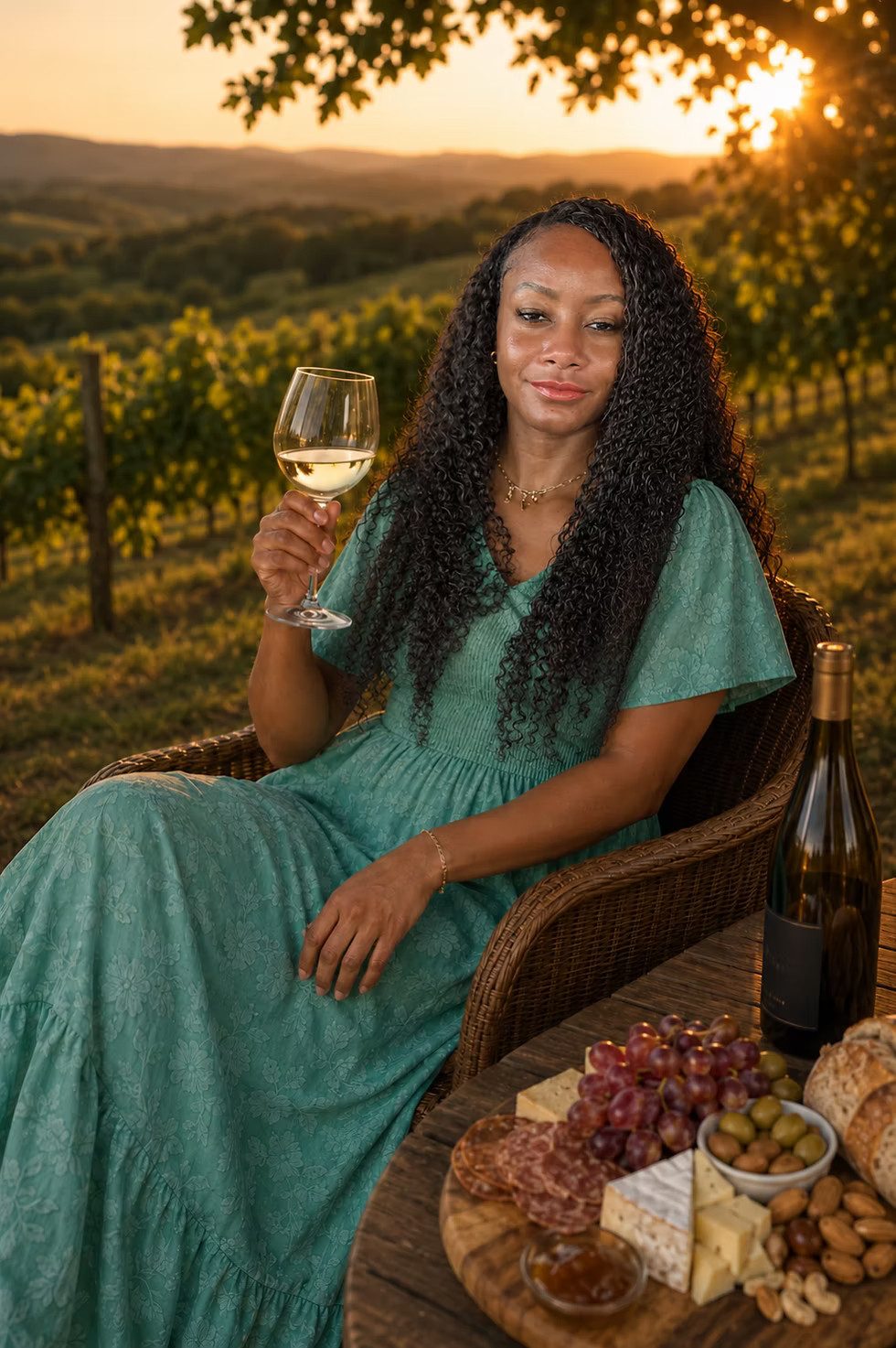 Sage Green Smocked Maxi Dress for Sunset Vineyard Tastings Sage Green Smocked Maxi Dress for Sunset Vineyard Tastings — Wine Tasting Outfits