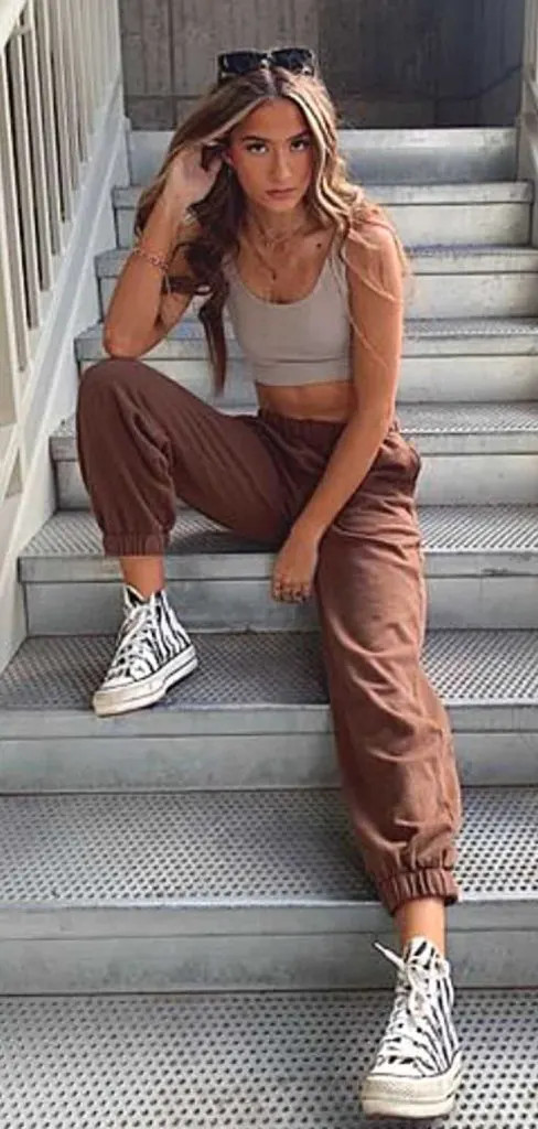 Athleisure Joggers: Zebra Sneakers for a Playful Bowling Look — Bowling Outfits