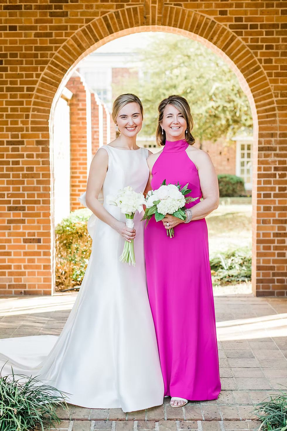 Vibrant Hot Pink Halter Neck Crepe Dress for a Wedding Vibrant Hot Pink Halter Neck Crepe Dress for a Wedding — Mother of the Groom Outfits