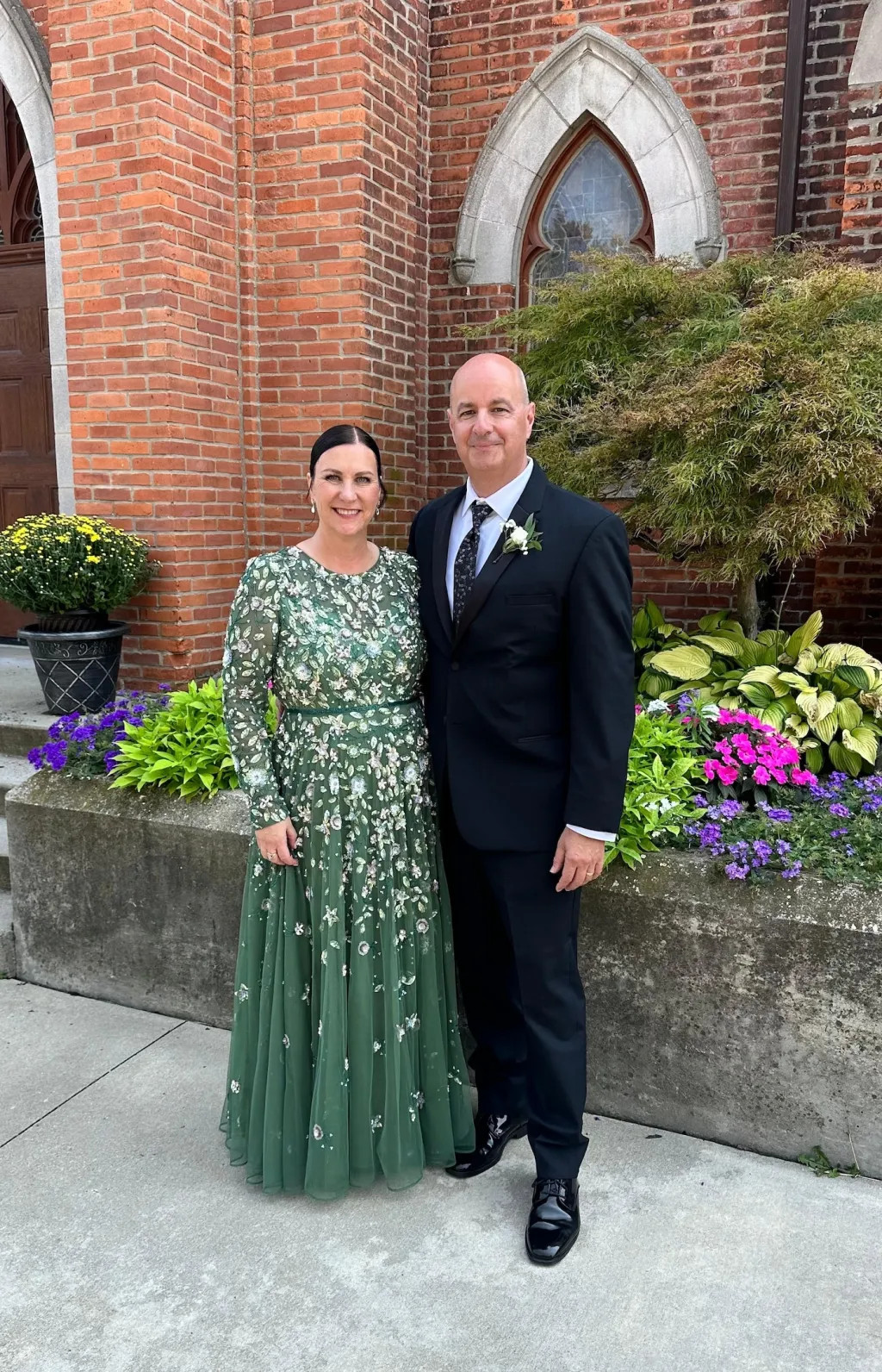 Embellished Green A-Line Gown for a Wedding Embellished Green A-Line Gown for a Wedding — Mother of the Groom Outfits