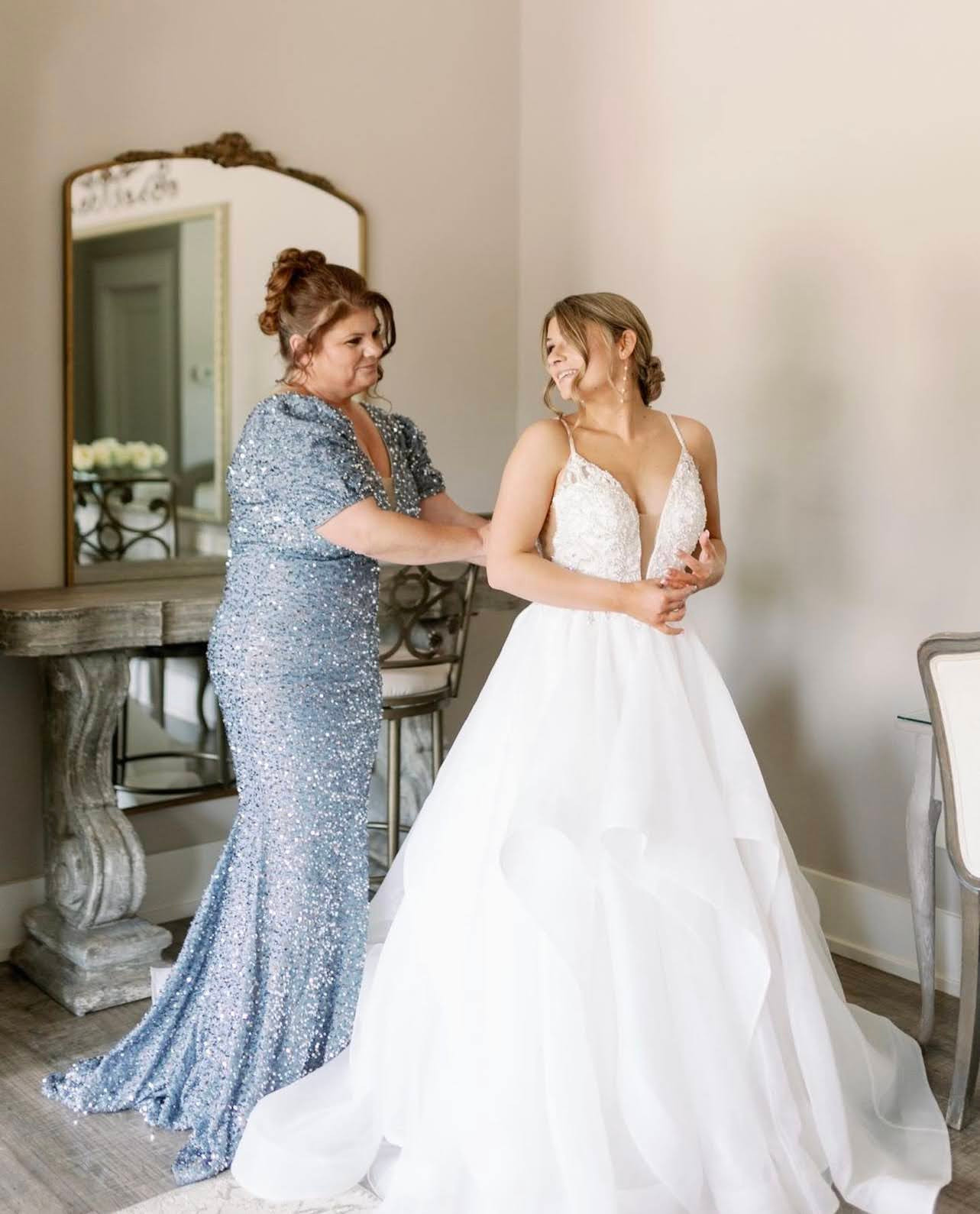 Light Blue Floor-Length Sequined Gown for the Mother of the Groom Light Blue Floor-Length Sequined Gown for the Mother of the Groom — Mother of the Groom Outfits