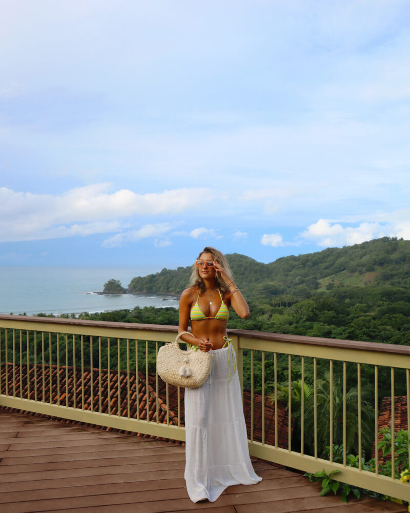 Striped Bikini Top with Flowing White Maxi Skirt — Costa Rica Outfits