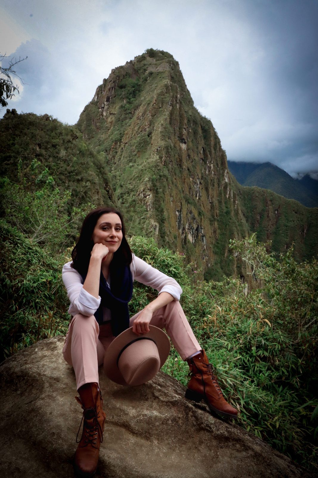 Chic Pink Trousers Paired with a Sheer Blouse for Travel — Peru Outfits