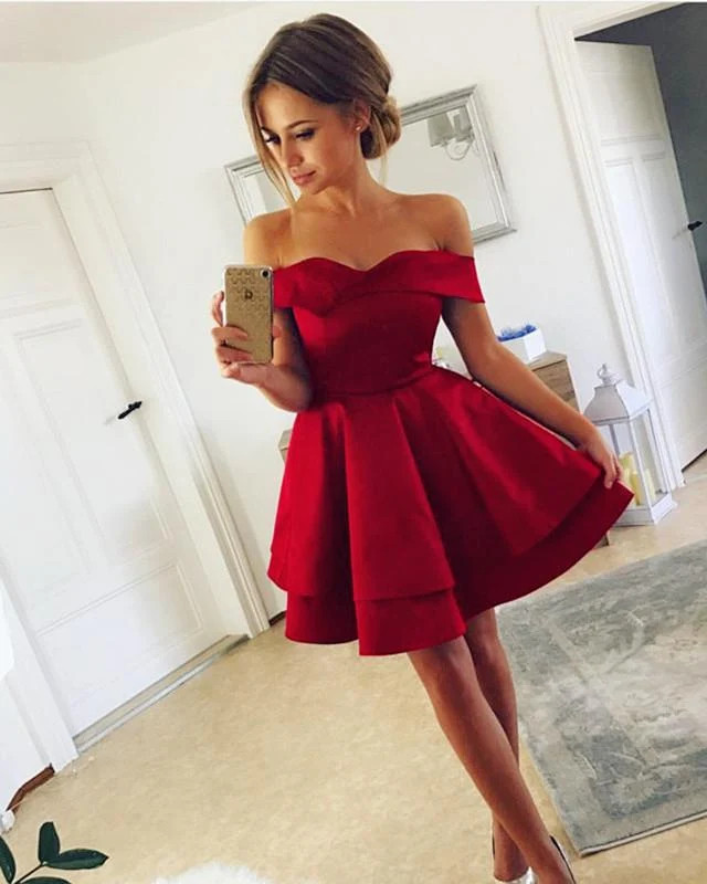 Red Off-the-Shoulder Prom Dress with Sweetheart Neckline — Off the Shoulder Dresses