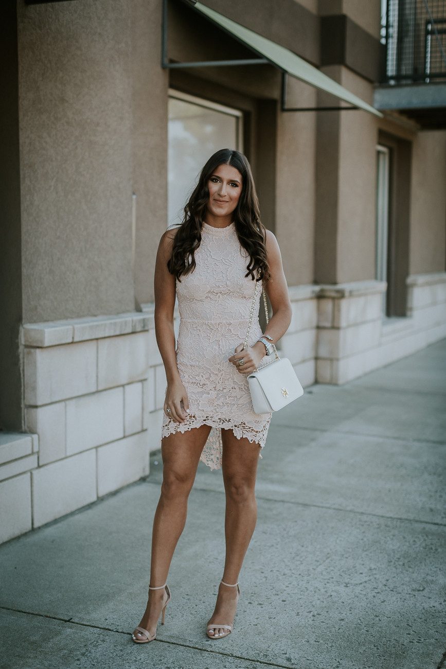 Chic Sleeveless High-Low Lace Dress for Parties — High Low Dresses