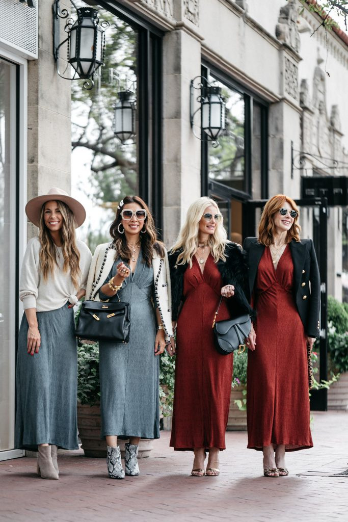 Bold Rust V-Neck Maxi Dress with Black Blazer Bold Rust V-Neck Maxi Dress with Black Blazer — Dresses for Women Over 40