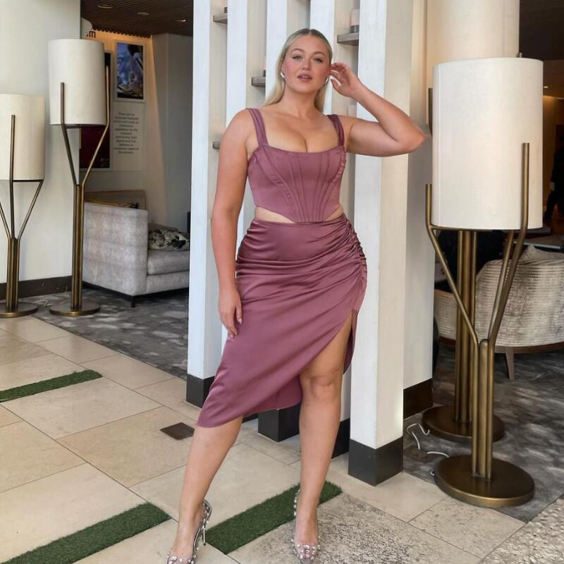 Dusty Rose Corset Top and Skirt Set for Evening Parties Dusty Rose Corset Top and Skirt Set for Evening Parties — Dresses for Hourglass Shape