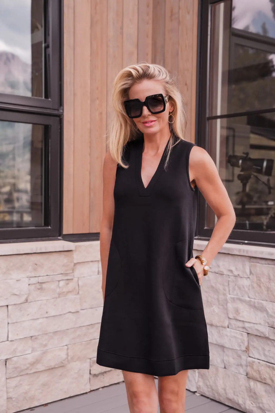 Sleek Black Neoprene A-Line Dress for Effortless Style Sleek Black Neoprene A-Line Dress for Effortless Style — Dresses for Hourglass Shape