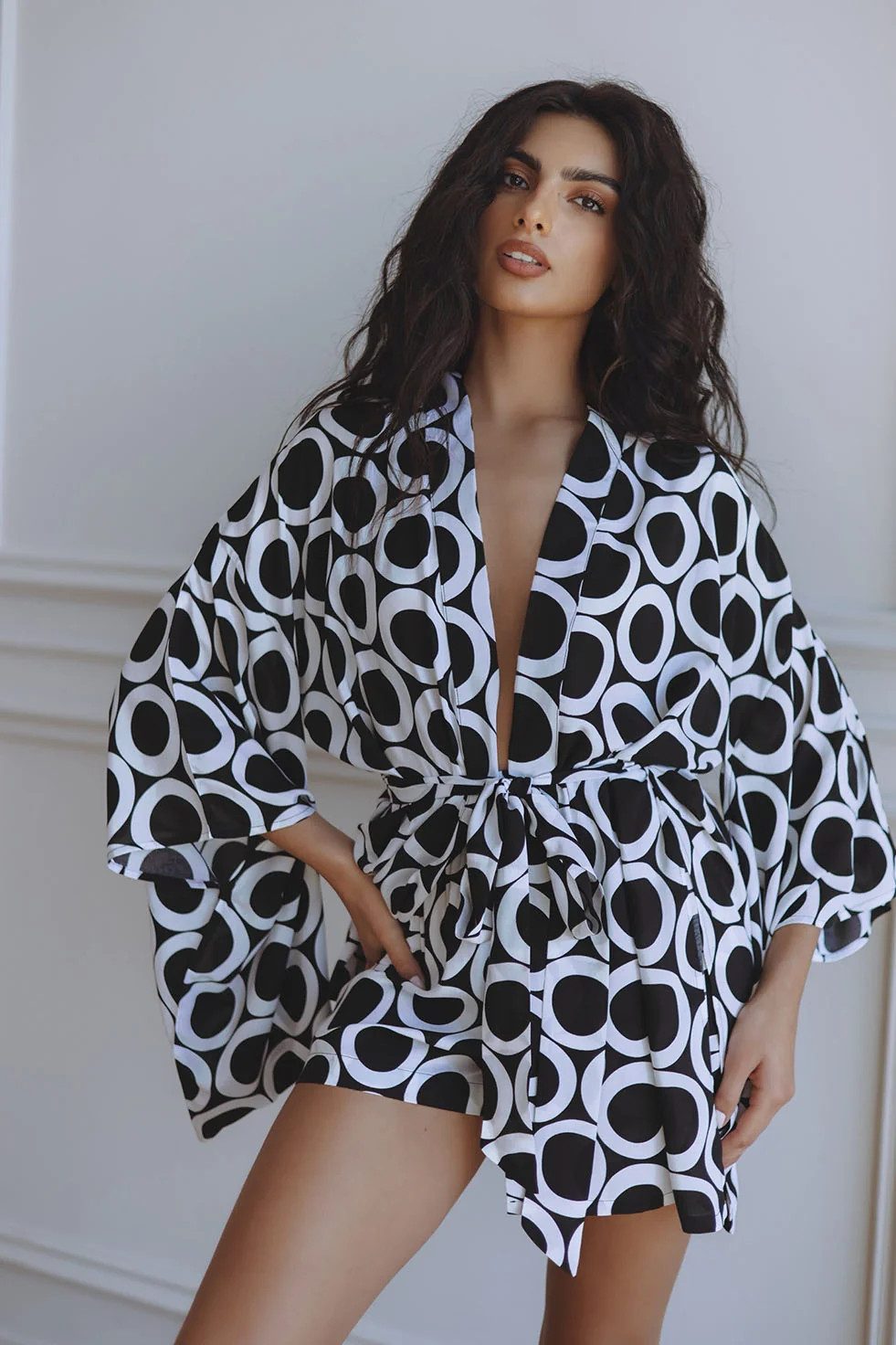 Graphic Geometric Kimono Robe for Loungewear — Kimonos