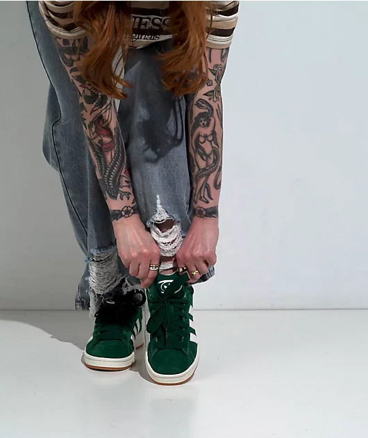 Distressed Denim Pairing: Green Adidas Campus High-Tops Distressed Denim Pairing: Green Adidas Campus High-Tops — Adidas Campus Outfits