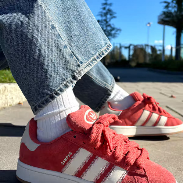 Vibrant Statement: Red Adidas Campus with Denim Vibrant Statement: Red Adidas Campus with Denim — Adidas Campus Outfits