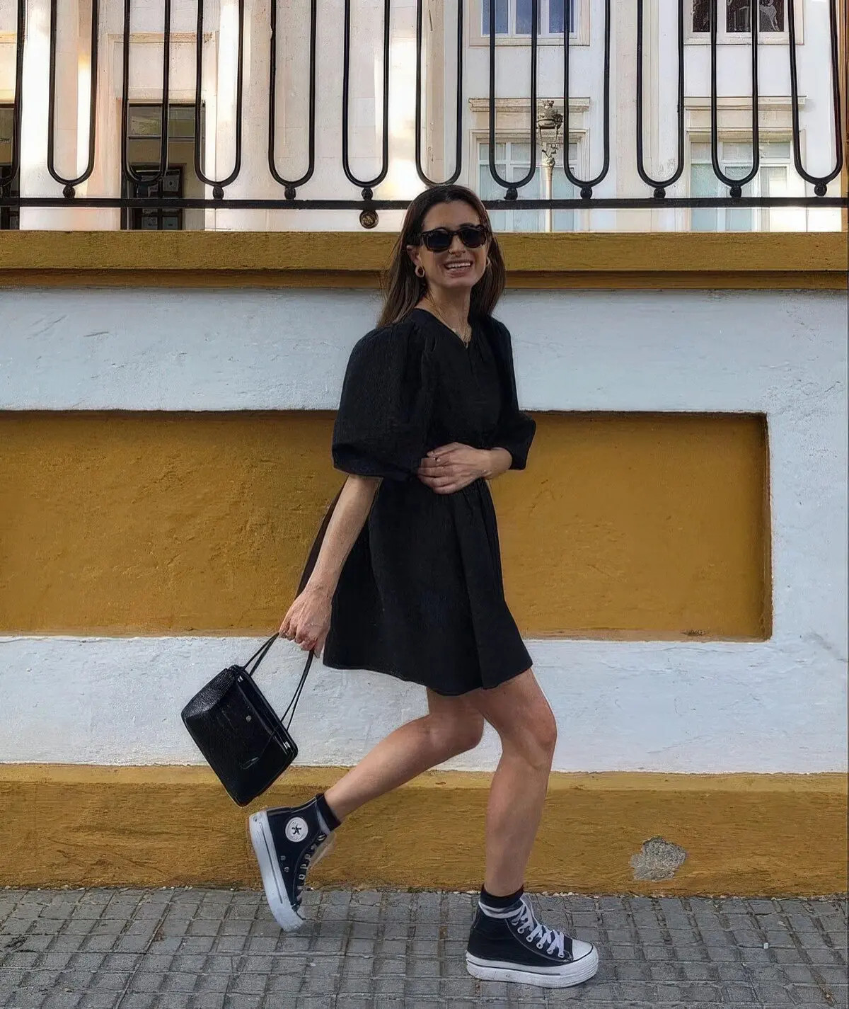 Edgy Platform Chuck 70s with Puff-Sleeve Mini Dress — Chuck 70 Outfits
