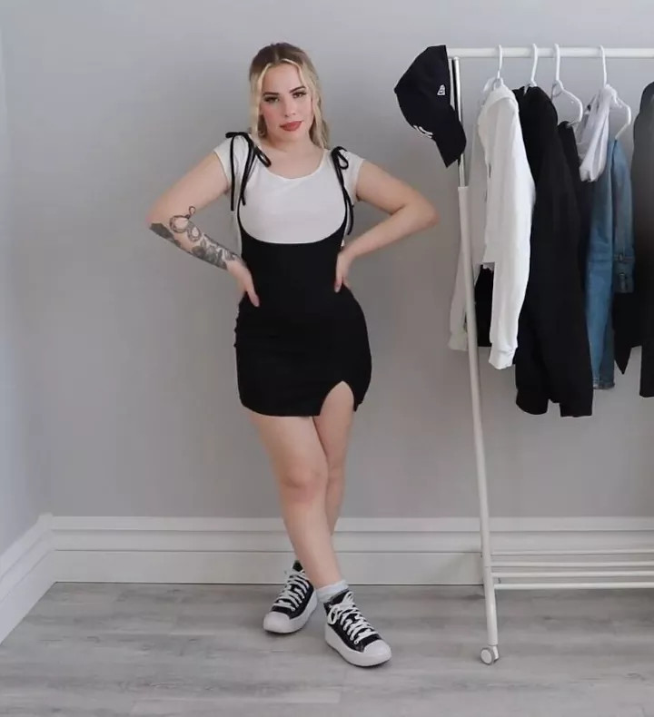 Edgy Mini Dress with Black and White Platform Converse — Platform Converse Outfits